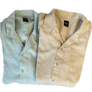 Bluenotes Men's Set of  Linen Mix Embroidered Floral Button Down Shirts